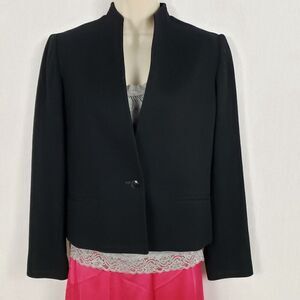 Vtg Suits Galore Jim Baldwin Wool Blazer Women's Size 6 Black One Single Button